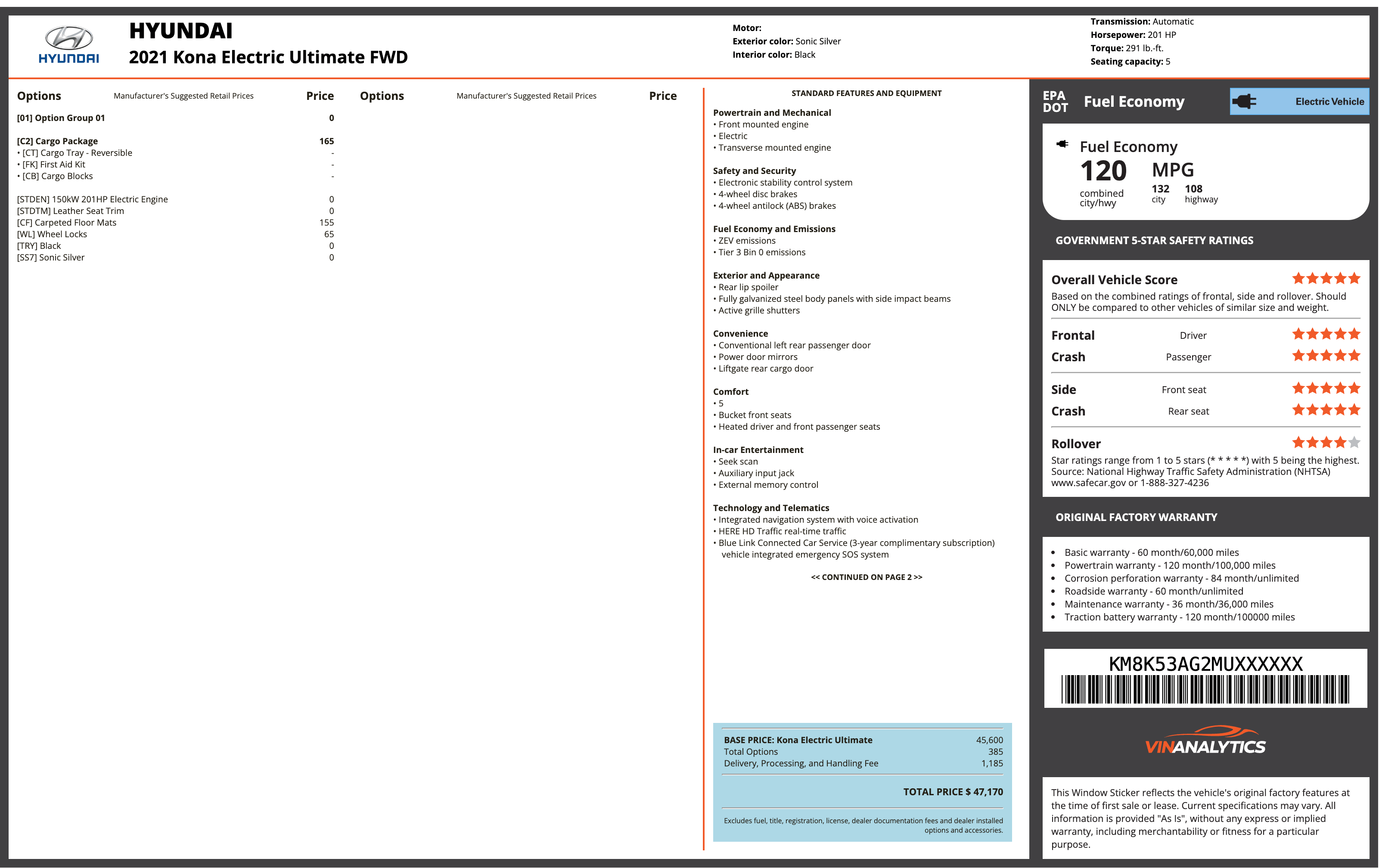 HYUNDAI window sticker example (Monroney label PDF)